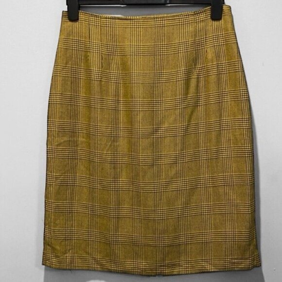 Jones New York Yellow Plaid Pencil Pencil Skirt Size 12 - Picture 3 of 16